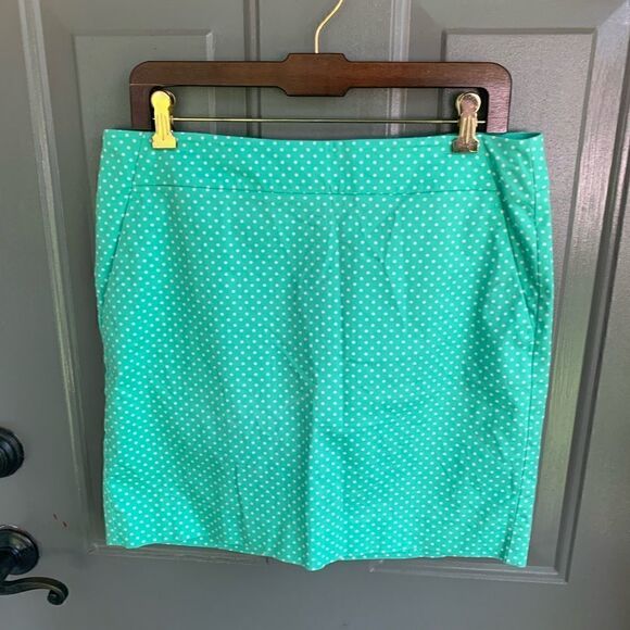 Ann Taylor LOFT Madison Mint Green With Polka Dot Size 6 Skirt - Picture 2 of 4